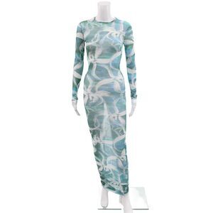 Louisa Ballou Womens Bodycon Tie Dye Long Sleeve Crewneck Dress Blue Size S